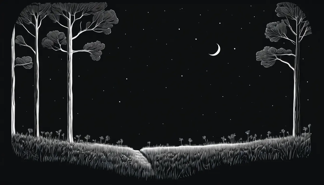 Loup Forêt — paysage nocturne au trait fin