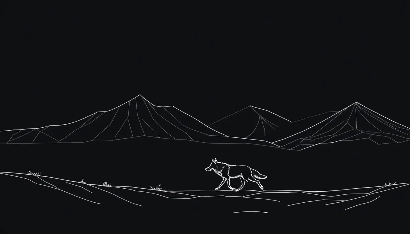 Profil de Loup — paysage nocturne au trait fin