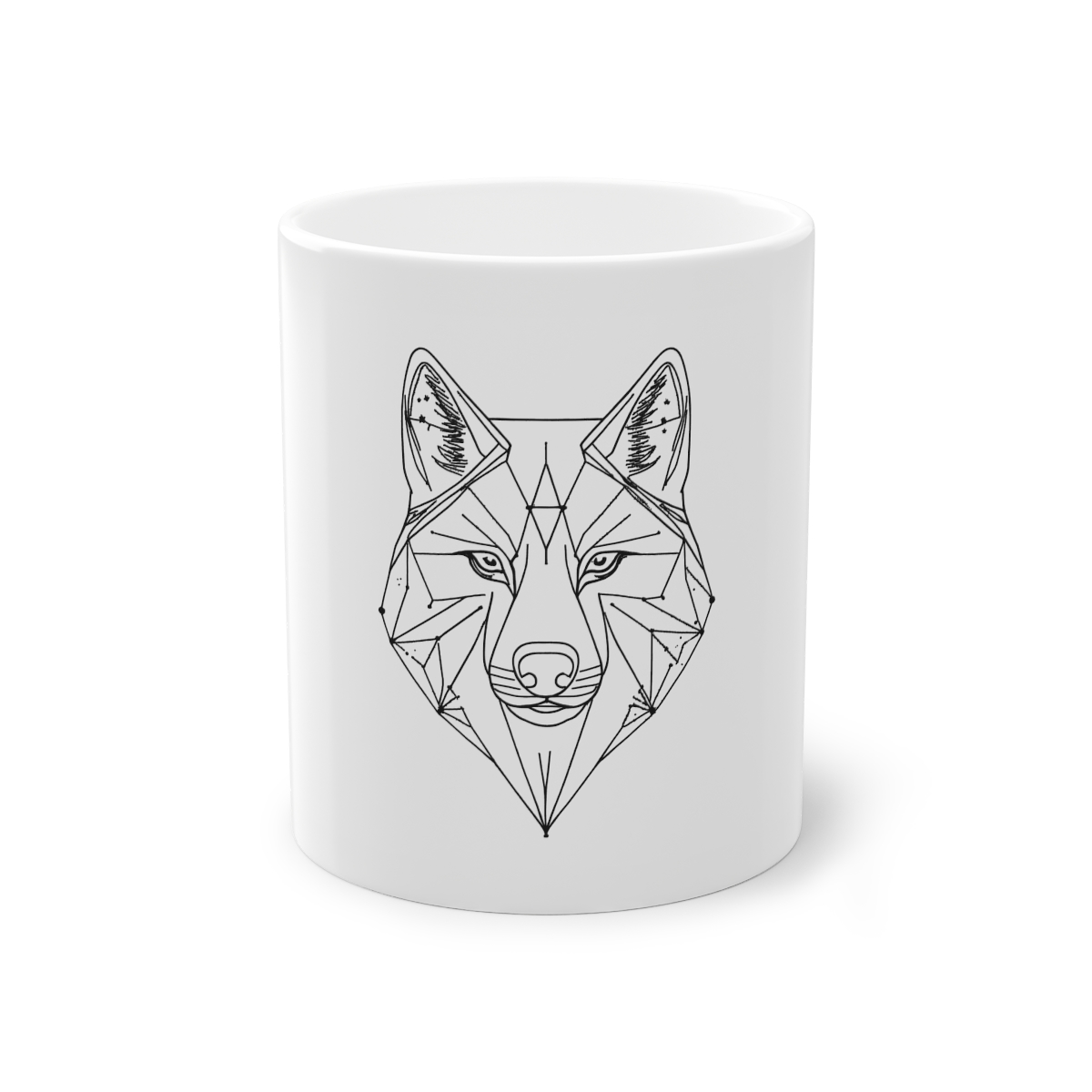 Mug Loup Constellation — blanc, loup en constellation d'étoiles en noir