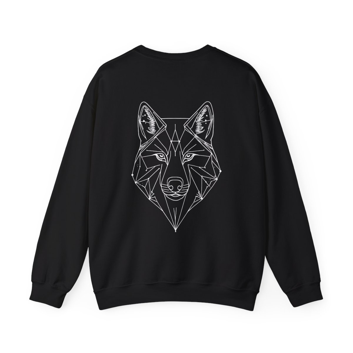 Sweat Loup Constellation — noir, loup en constellation d'étoiles en blanc au dos