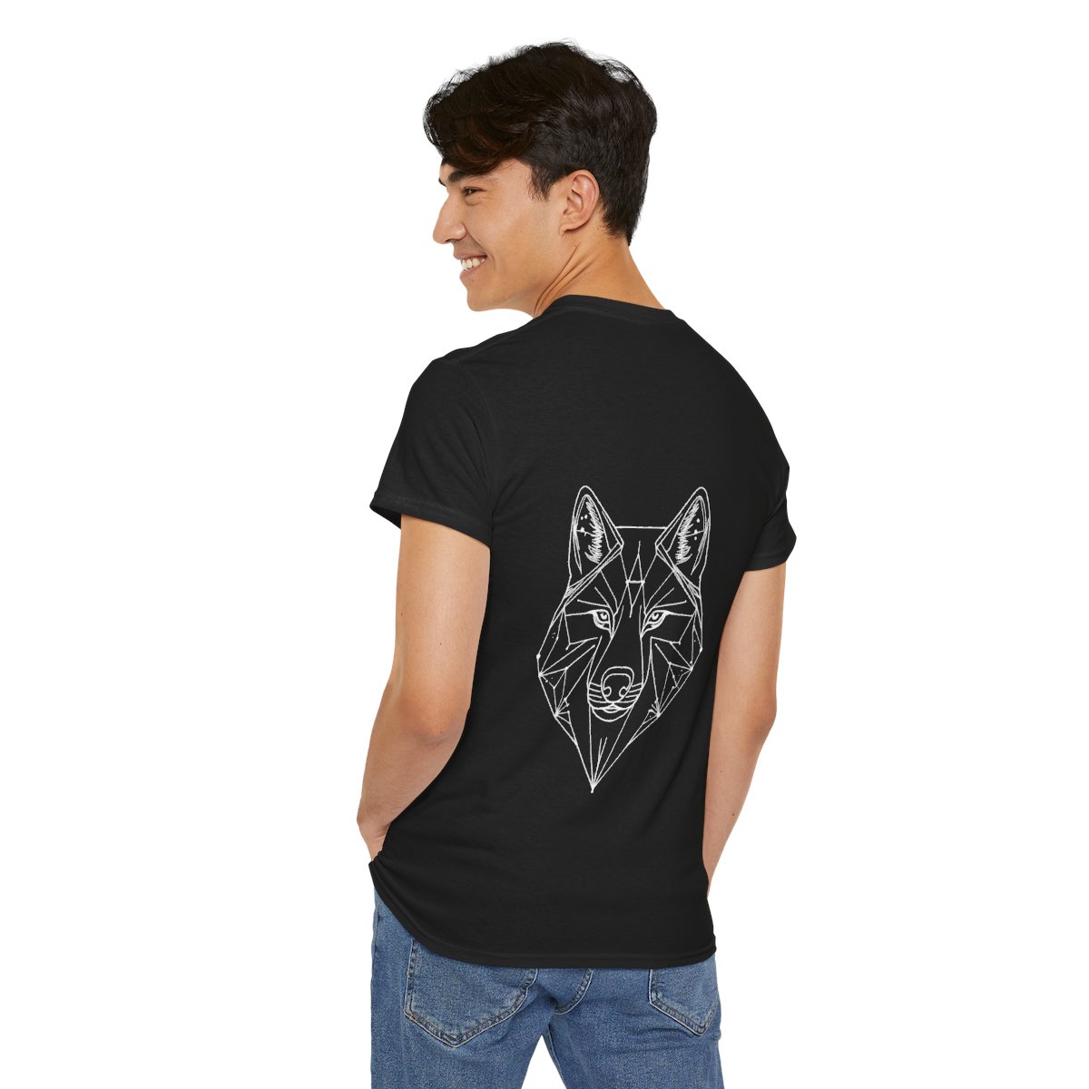 Détail du trait : loup en constellation d'étoiles