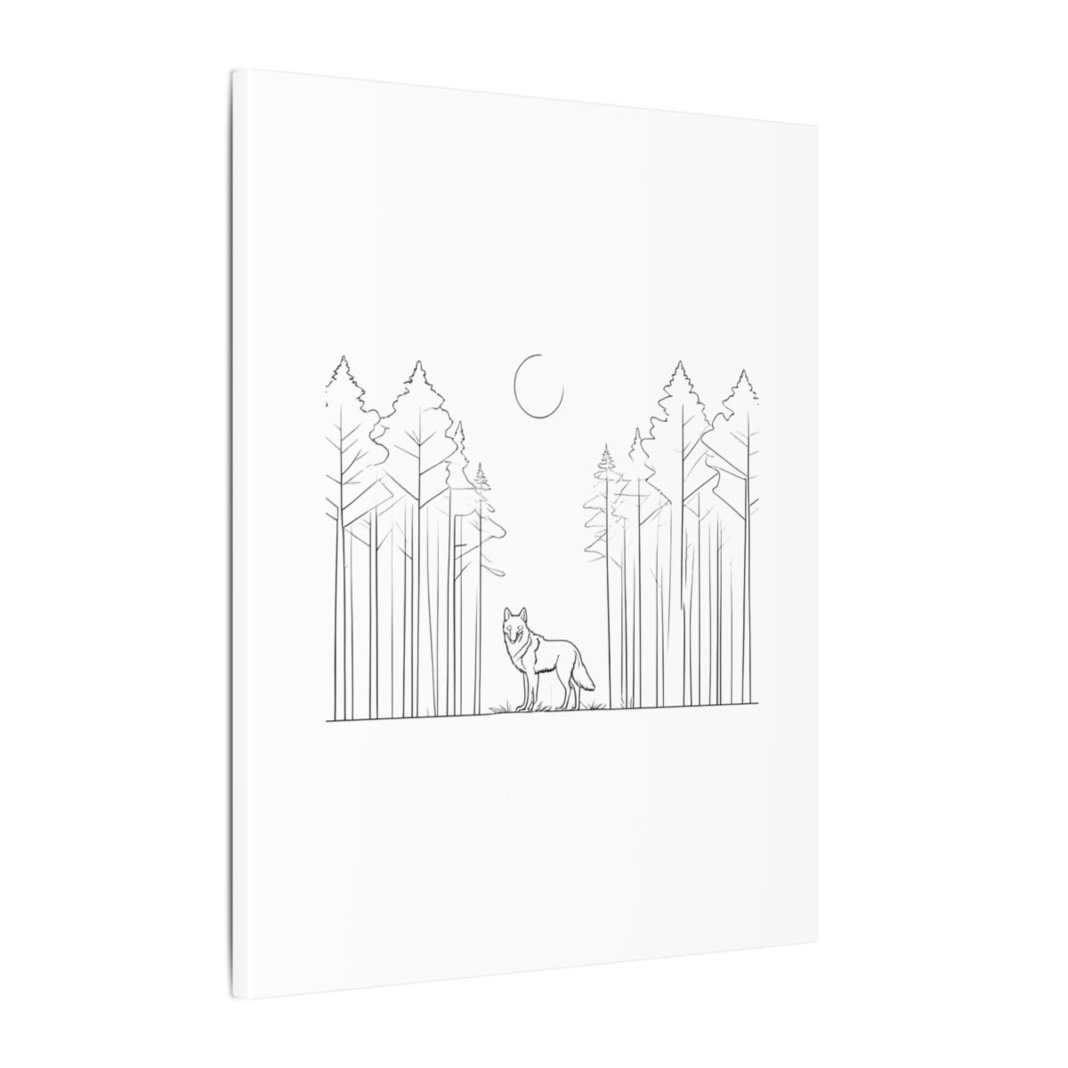 Détail du trait : loup en lisière de forêt