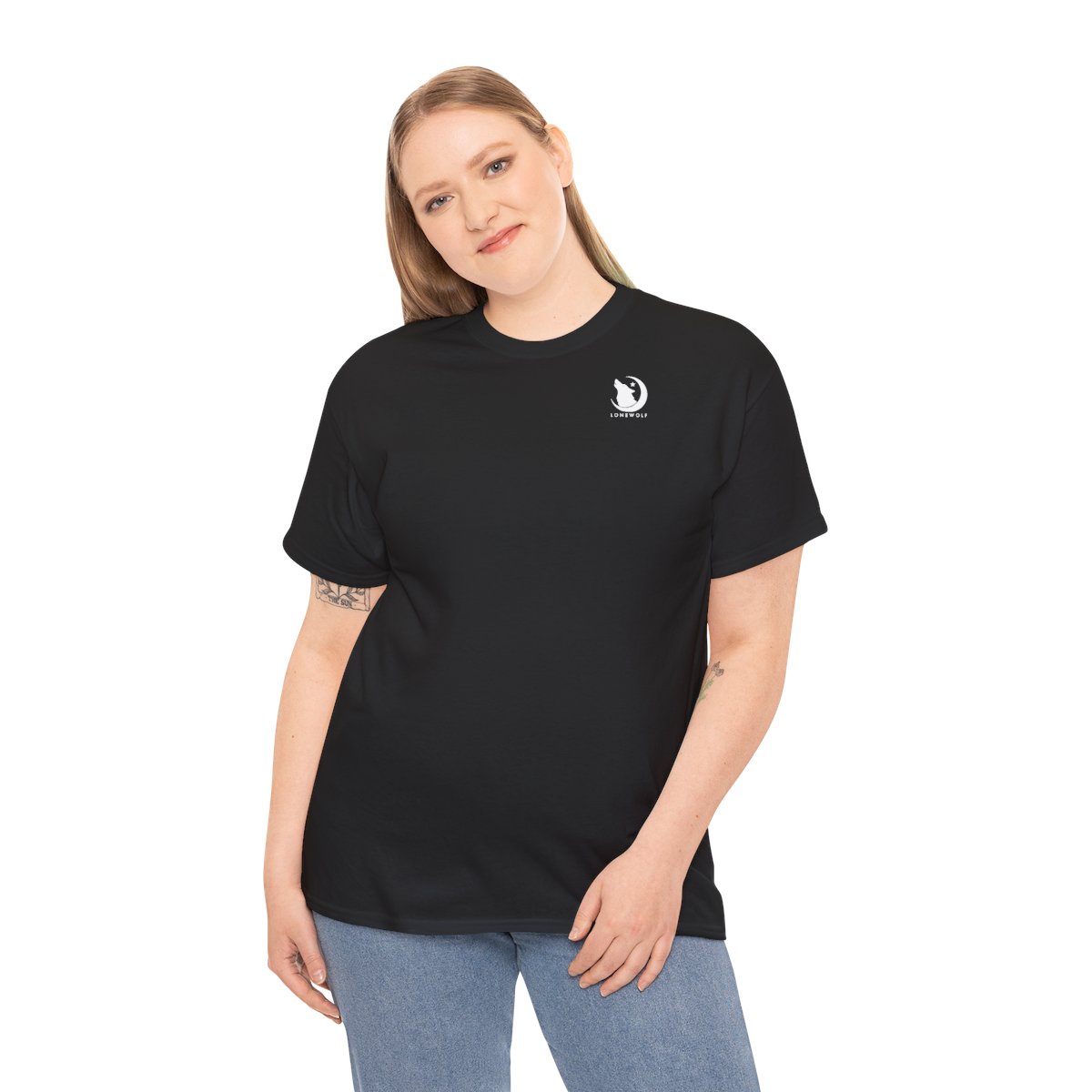 Dos du t-shirt loup forêt : loup en lisière de forêt en grand