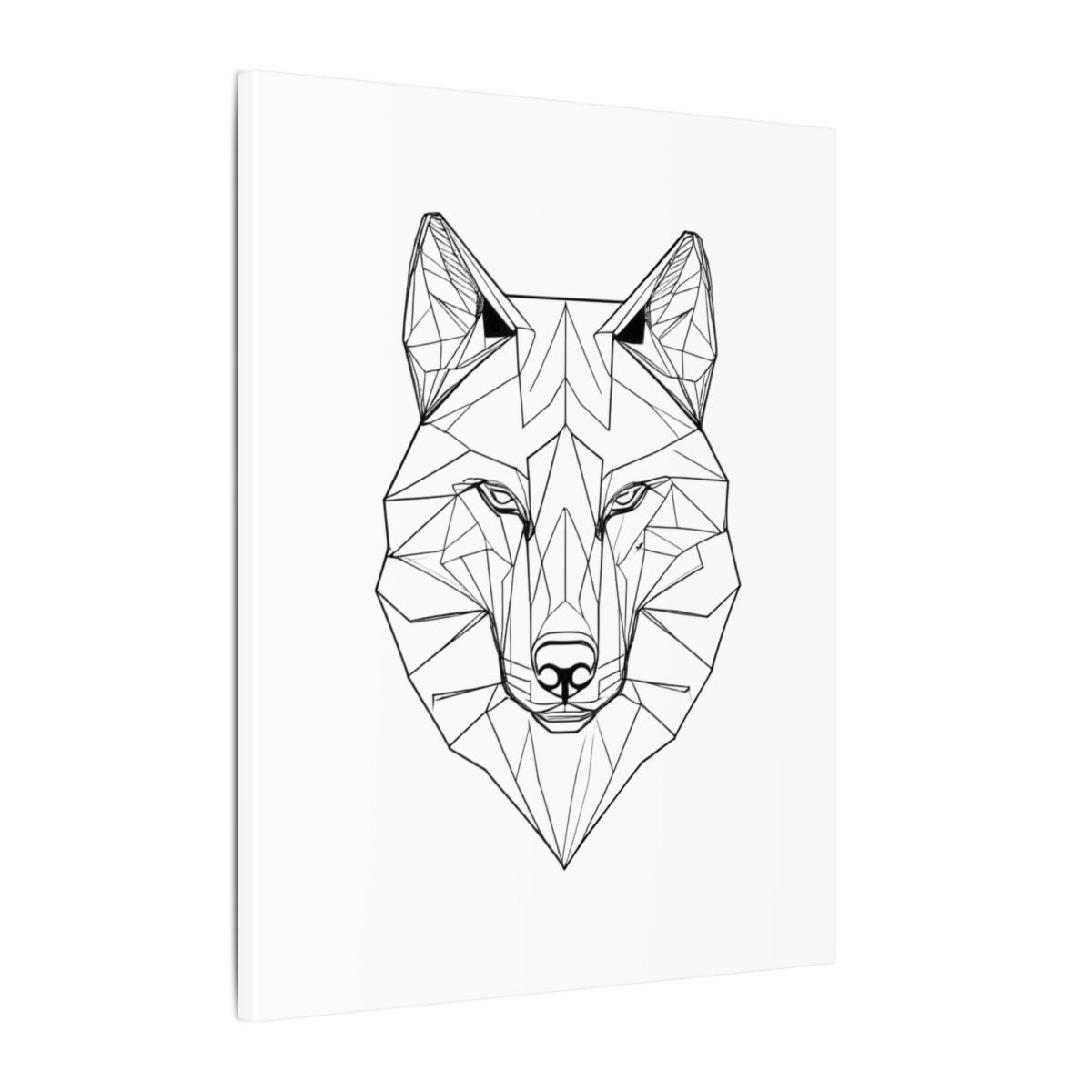 Détail du trait : tête de loup en lignes géométriques