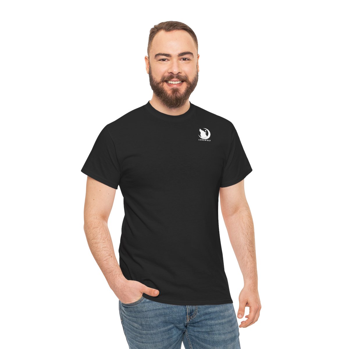 Dos du t-shirt loup géométrique : tête de loup en lignes géométriques en grand