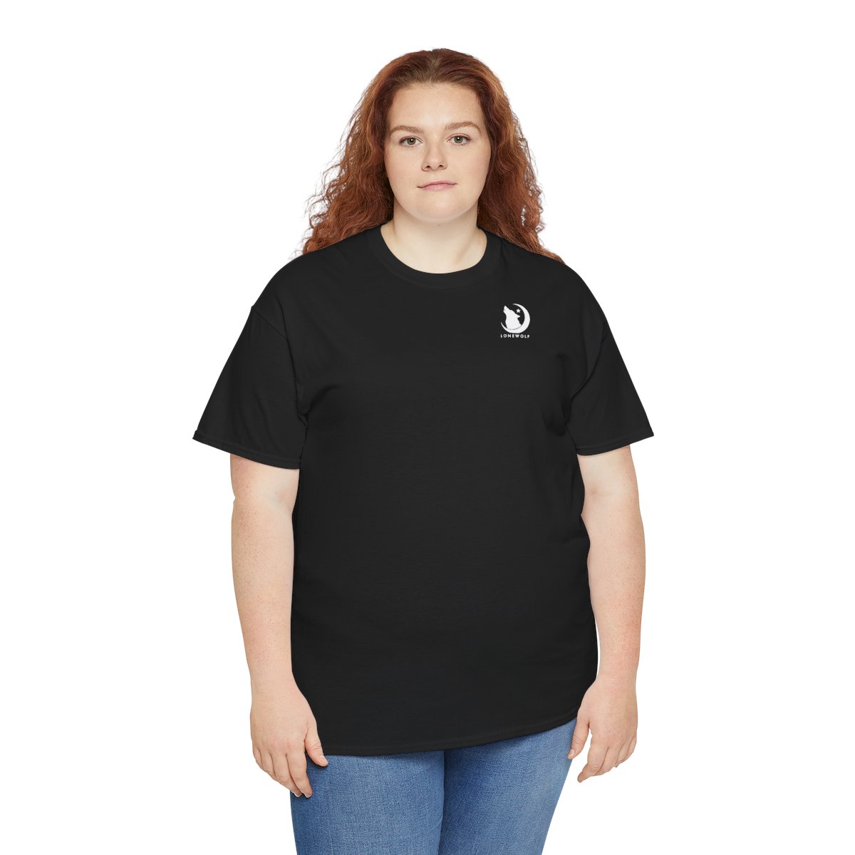 Dos du t-shirt loup lune : loup hurlant cerclé de lune en grand