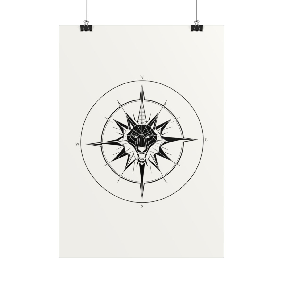 Poster Loup Boussole