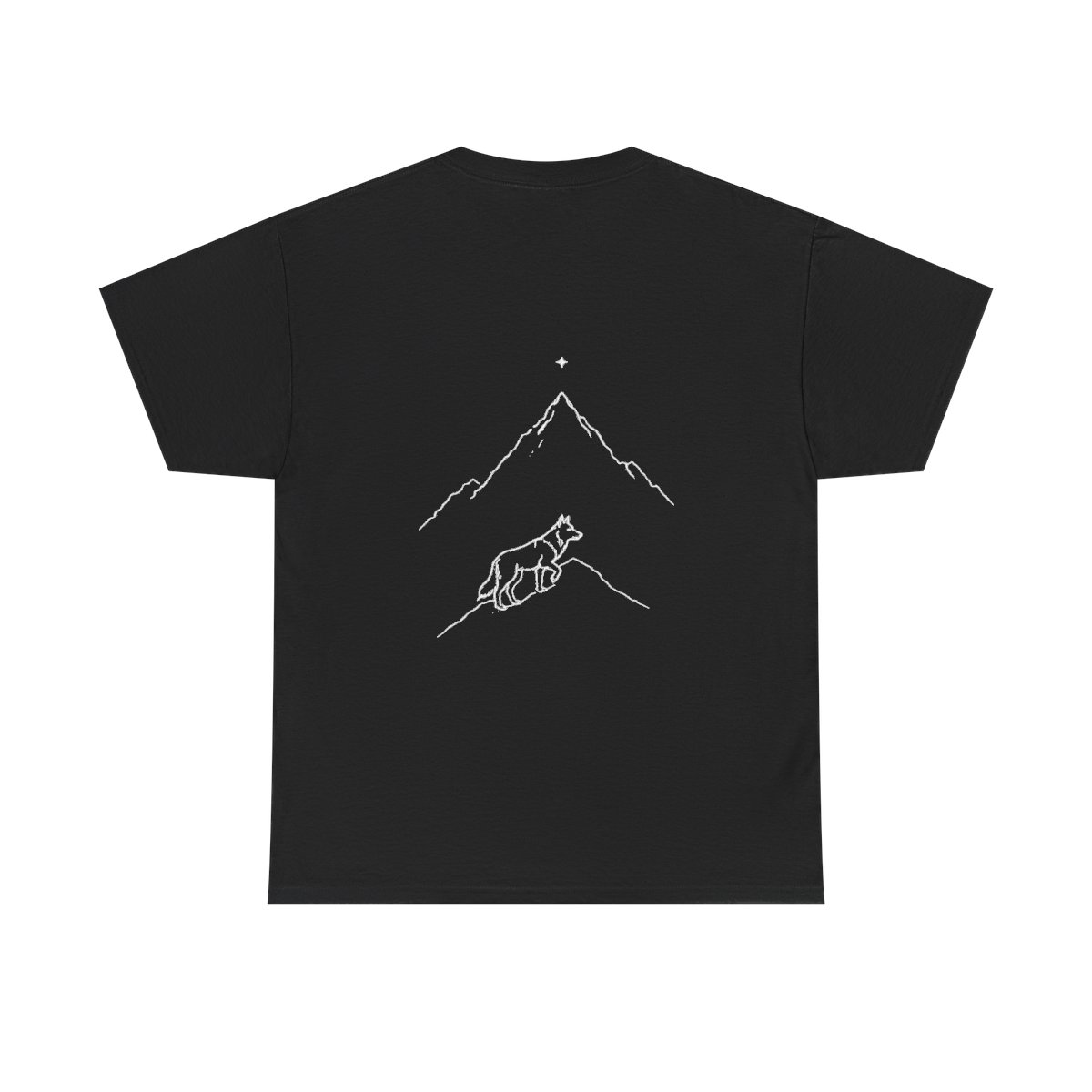 T-shirt Loup de la Crête : loup gravissant une crête sous une étoile