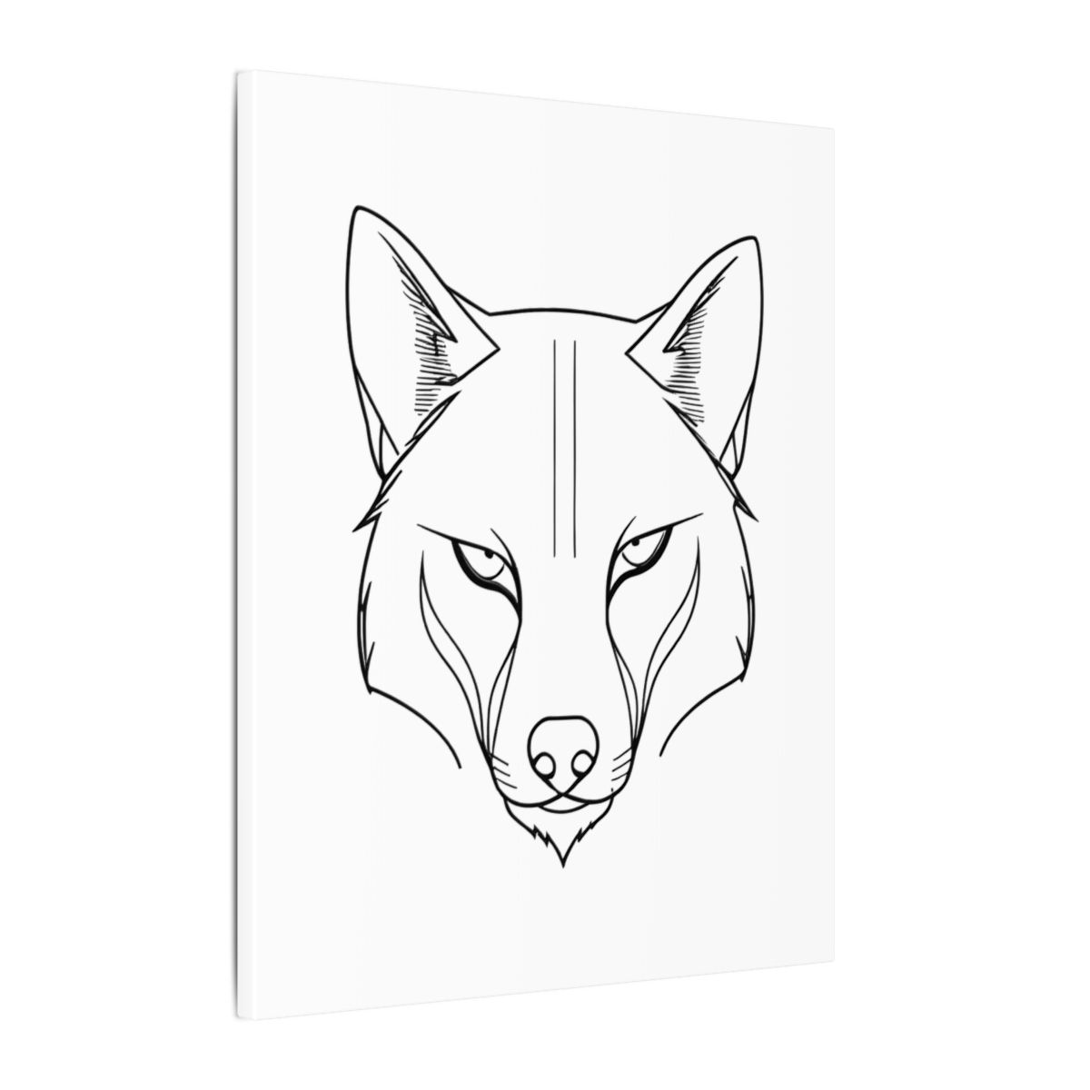 Détail du trait : tête de loup de face au trait fin