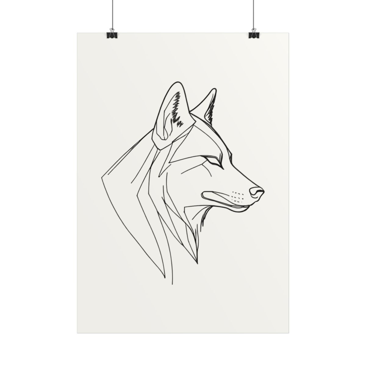 Détail du trait : profil de loup au trait continu